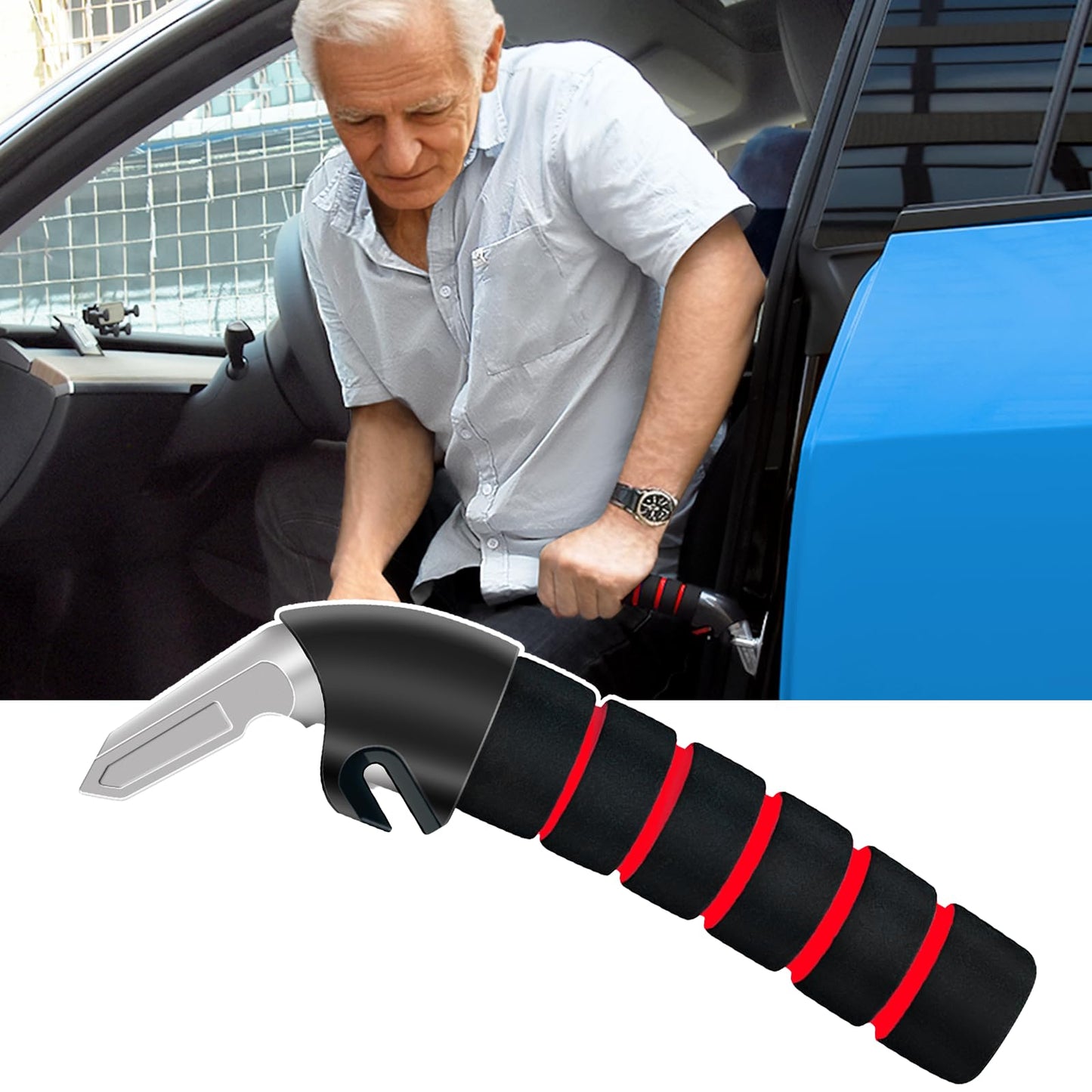BRILAYY Car Handle Assist for Elderly Car Door Handle Mobility Car Assist Transfer Support Handle Multifunction Automotive Grab Handles Aids for Disabled and Elderly(1Pack Red)