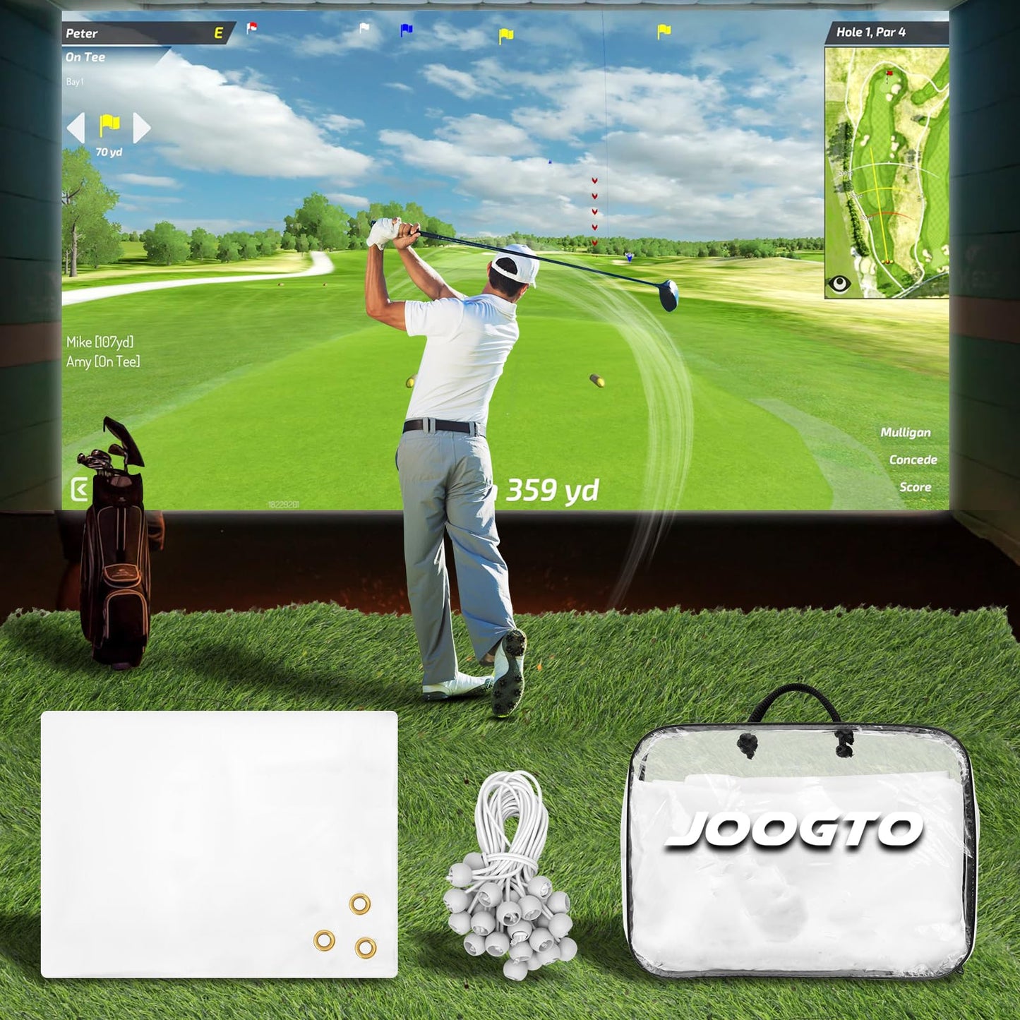 Joogto Golf Impact Screen for Indoor/Outdoor Golf Impact Screen with 28-32 Upgraded Grommets Self-Restoration Crease Fabric4mm Thicker Impact Screen with Carrying Case
