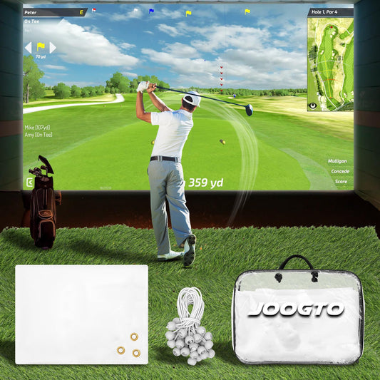 Joogto Golf Impact Screen for Indoor/Outdoor Golf Impact Screen with 28-32 Upgraded Grommets Self-Restoration Crease Fabric4mm Thicker Impact Screen with Carrying Case